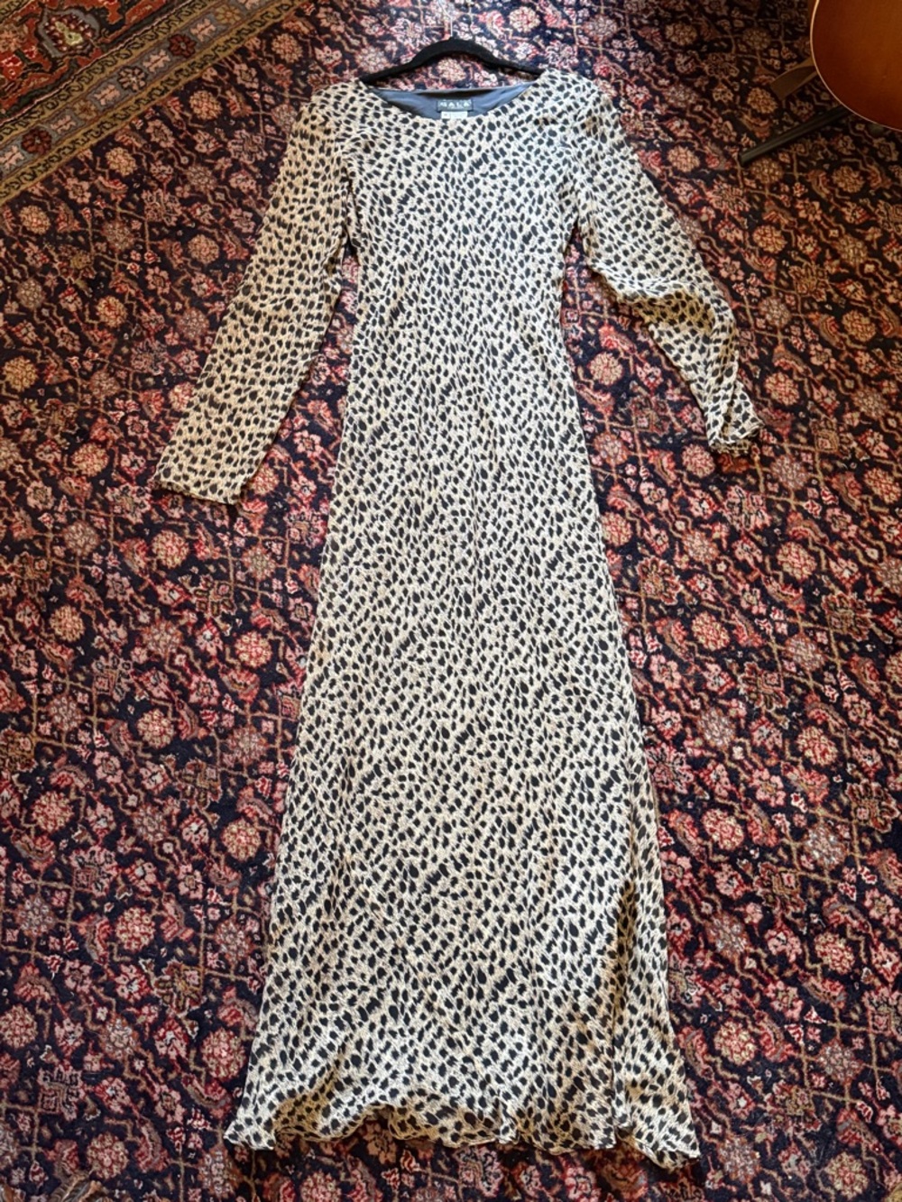 GALA Collection Silk Maxi Dress with Leopard Print